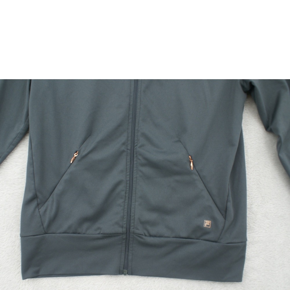 Fila Women Gray Full Zip Track Jacket Rose Gold Accents Thumbholes Small - Picture 5 of 14